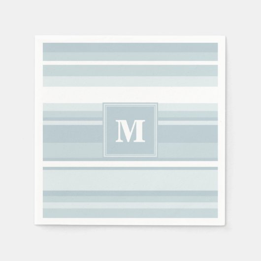 Monogram Eisblauer Streifen Serviette (Vorderseite)
