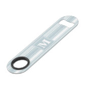 Monogram Eisblauer Streifen Speed Flaschenöffner (Vorderseite Schrägansicht)