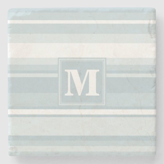 Monogram Eisblauer Streifen Steinuntersetzer (Vorderseite)