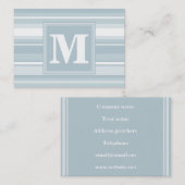 Monogram Eisblauer Streifen Visitenkarte (Vorne/Hinten)