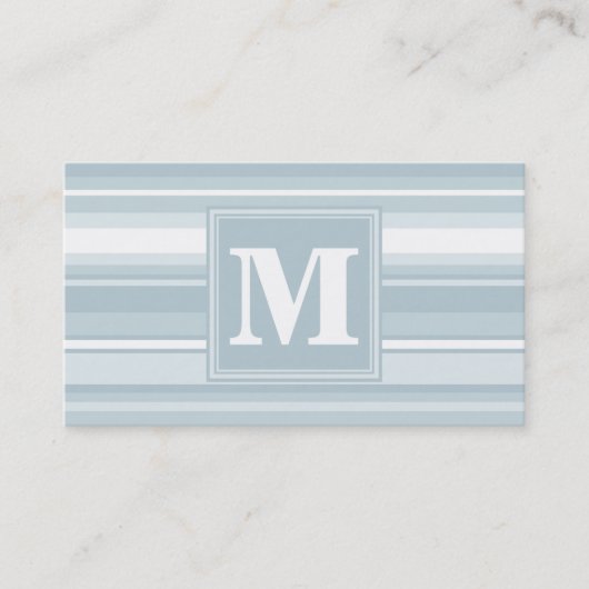 Monogram Eisblauer Streifen Visitenkarte (Vorderseite)