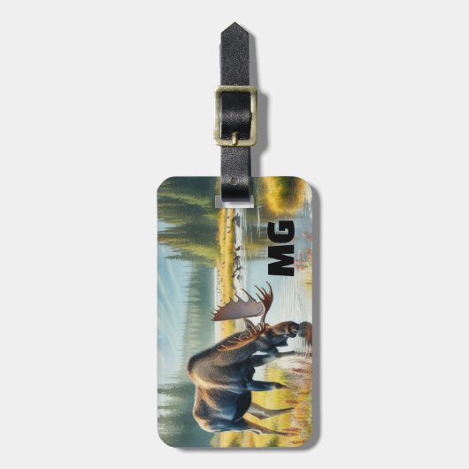 Monogram Elch Mens Travel Gepäckanhänger (Vorderseite vertikal)