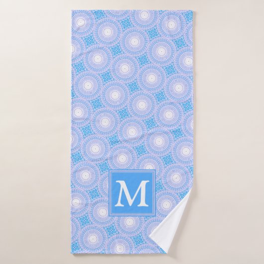 Monogram Electric Blue Circles pattern Badehandtuch (Badehandtuch)