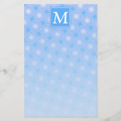 Monogram Electric Blue Circles pattern Briefpapier (Vorderseite)
