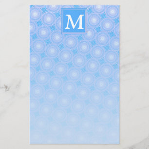Monogram Electric Blue Circles pattern Briefpapier