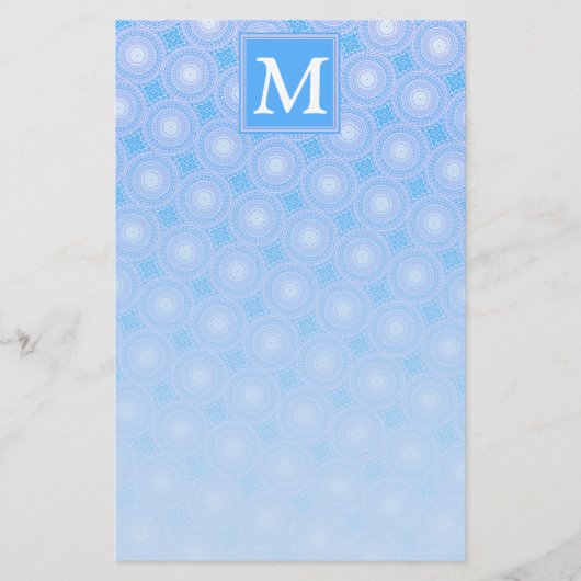 Monogram Electric Blue Circles pattern Briefpapier (Vorderseite)