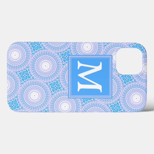 Monogram Electric Blue Circles pattern Case Mate i (Rückseite (Horizontal))