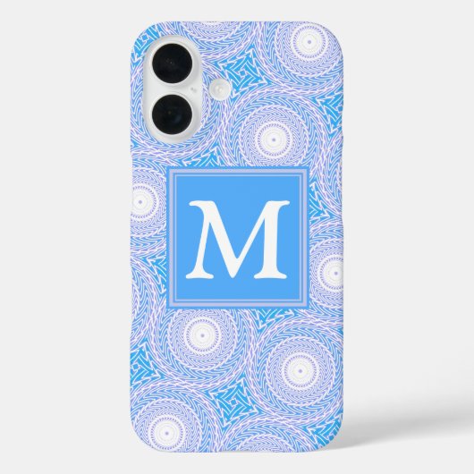 Monogram Electric Blue Circles pattern Case-Mate iPhone Hülle (Rückseite)