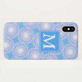 Monogram Electric Blue Circles pattern Case-Mate iPhone Hülle (Rückseite (Horizontal))