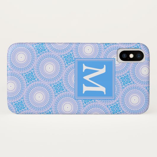 Monogram Electric Blue Circles pattern Case-Mate iPhone Hülle (Rückseite (Horizontal))