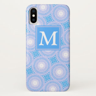 Monogram Electric Blue Circles pattern iPhone X Hülle