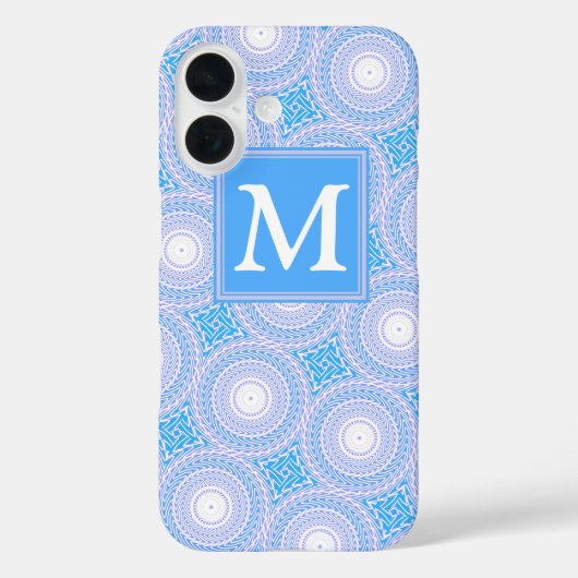 Monogram Electric Blue Circles pattern Case-Mate iPhone Hülle (Rückseite)