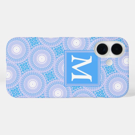 Monogram Electric Blue Circles pattern Case-Mate iPhone Hülle (Rückseite (Horizontal))