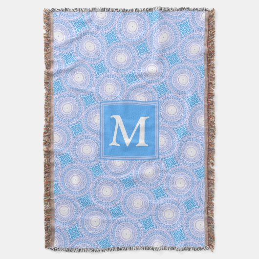 Monogram Electric Blue Circles pattern Decke (Vorderseite Vertikal)