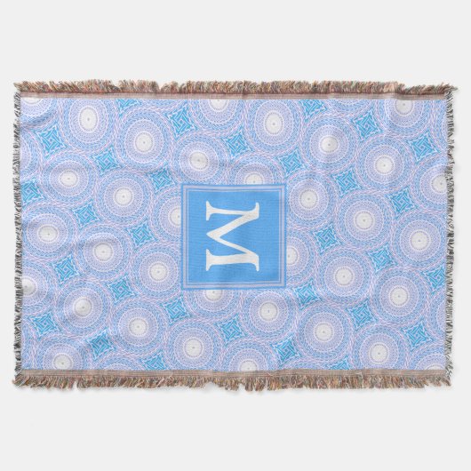 Monogram Electric Blue Circles pattern Decke (Vorderseite)