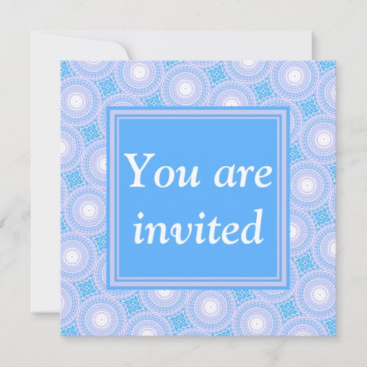 Monogram Electric Blue Circles pattern Einladung (Vorderseite)