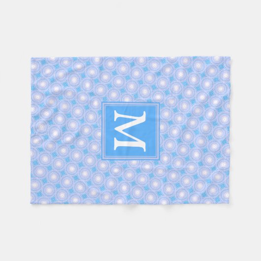 Monogram Electric Blue Circles pattern Fleecedecke (Vorderseite (Horizontal))