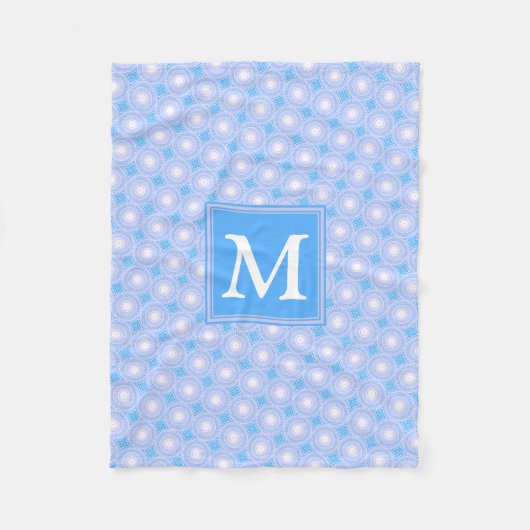 Monogram Electric Blue Circles pattern Fleecedecke (Vorderseite)