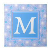 Monogram Electric Blue Circles pattern Fliese (Vorderseite)