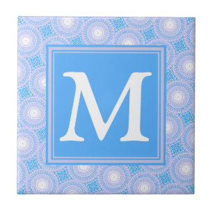 Monogram Electric Blue Circles pattern Fliese