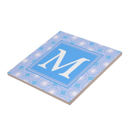 Monogram Electric Blue Circles pattern Fliese (Seite)