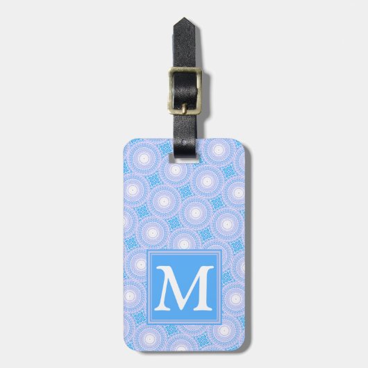 Monogram Electric Blue Circles pattern Gepäckanhänger (Vorderseite vertikal)