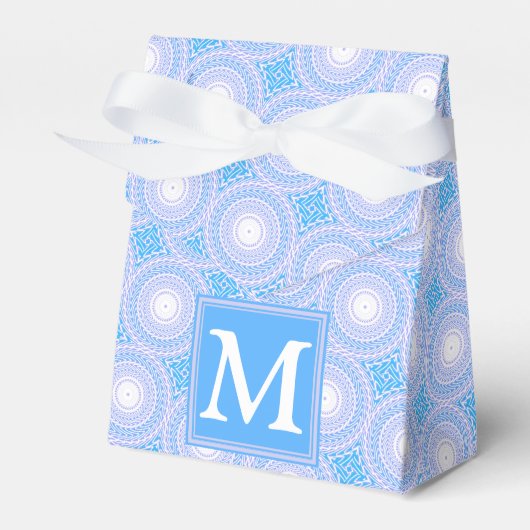 Monogram Electric Blue Circles pattern Geschenkschachtel (Vorderseite)