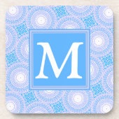 Monogram Electric Blue Circles pattern Getränkeuntersetzer (Vorderseite)