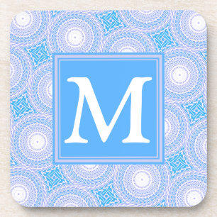 Monogram Electric Blue Circles pattern Getränkeuntersetzer