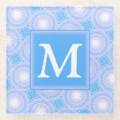 Monogram Electric Blue Circles pattern Glasuntersetzer (Vorderseite)