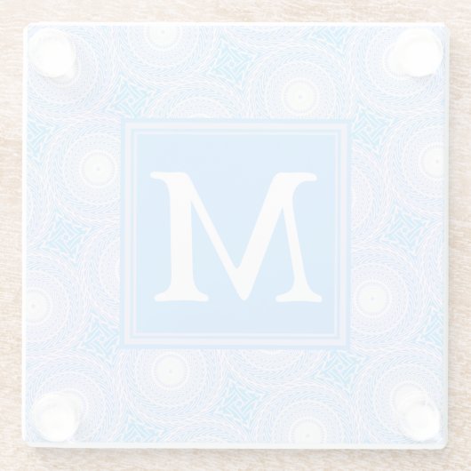 Monogram Electric Blue Circles pattern Glasuntersetzer (Rückseite)