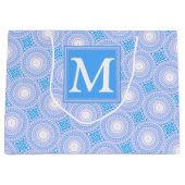 Monogram Electric Blue Circles pattern Große Geschenktüte (Vorderseite)