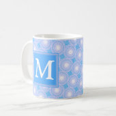 Monogram Electric Blue Circles pattern Kaffeetasse (Vorderseite Links)
