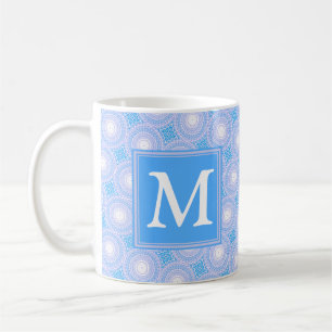 Monogram Electric Blue Circles pattern Kaffeetasse