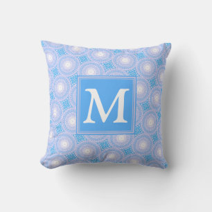 Monogram Electric Blue Circles pattern Kissen