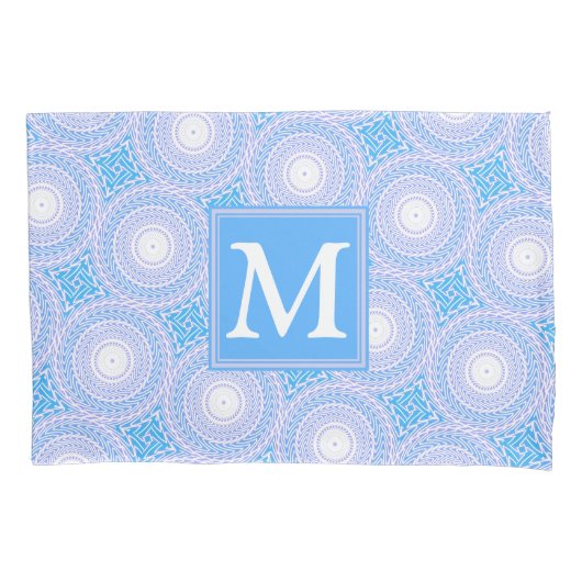 Monogram Electric Blue Circles pattern Kissenbezug (Vorderseite)