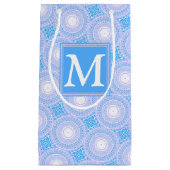 Monogram Electric Blue Circles pattern Kleine Geschenktüte (Vorderseite)