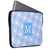 Monogram Electric Blue Circles pattern Laptopschutzhülle (Vorne Rechts)