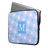 Monogram Electric Blue Circles pattern Laptopschutzhülle (Vorderseite Links)