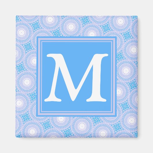 Monogram Electric Blue Circles pattern Magnet (Vorne)