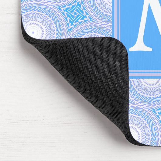 Monogram Electric Blue Circles pattern Mousepad (Ecke)