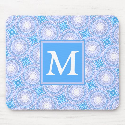 Monogram Electric Blue Circles pattern Mousepad (Vorne)