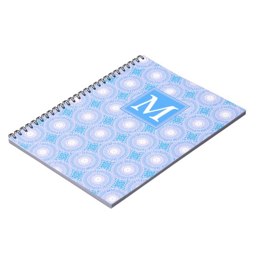 Monogram Electric Blue Circles pattern Notizblock (Linke Seite)