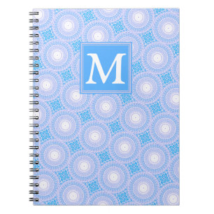 Monogram Electric Blue Circles pattern Notizblock