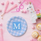 Monogram Electric Blue Circles pattern Pappteller (Party)