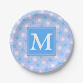 Monogram Electric Blue Circles pattern Pappteller (Vorderseite)