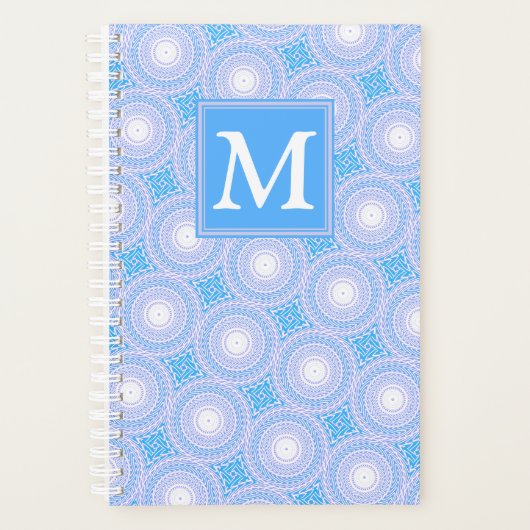 Monogram Electric Blue Circles pattern Planer (Vorderseite)