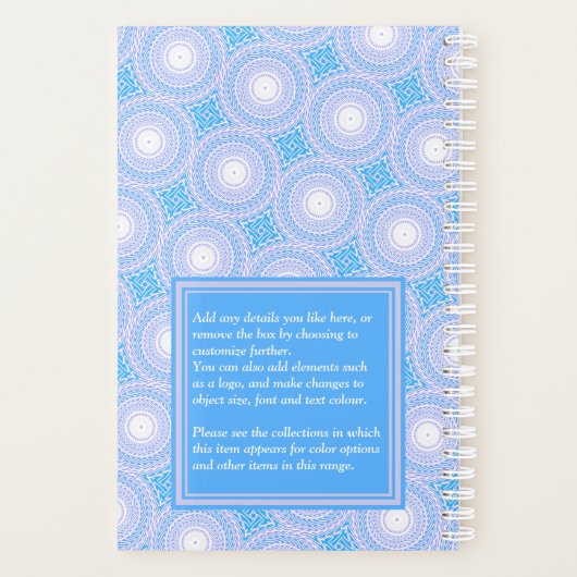Monogram Electric Blue Circles pattern Planer (Rückseite)