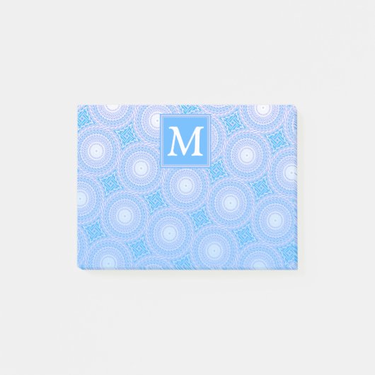 Monogram Electric Blue Circles pattern Post-it Klebezettel (Vorderseite)