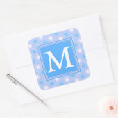 Monogram Electric Blue Circles pattern Quadratischer Aufkleber (Umschlag)